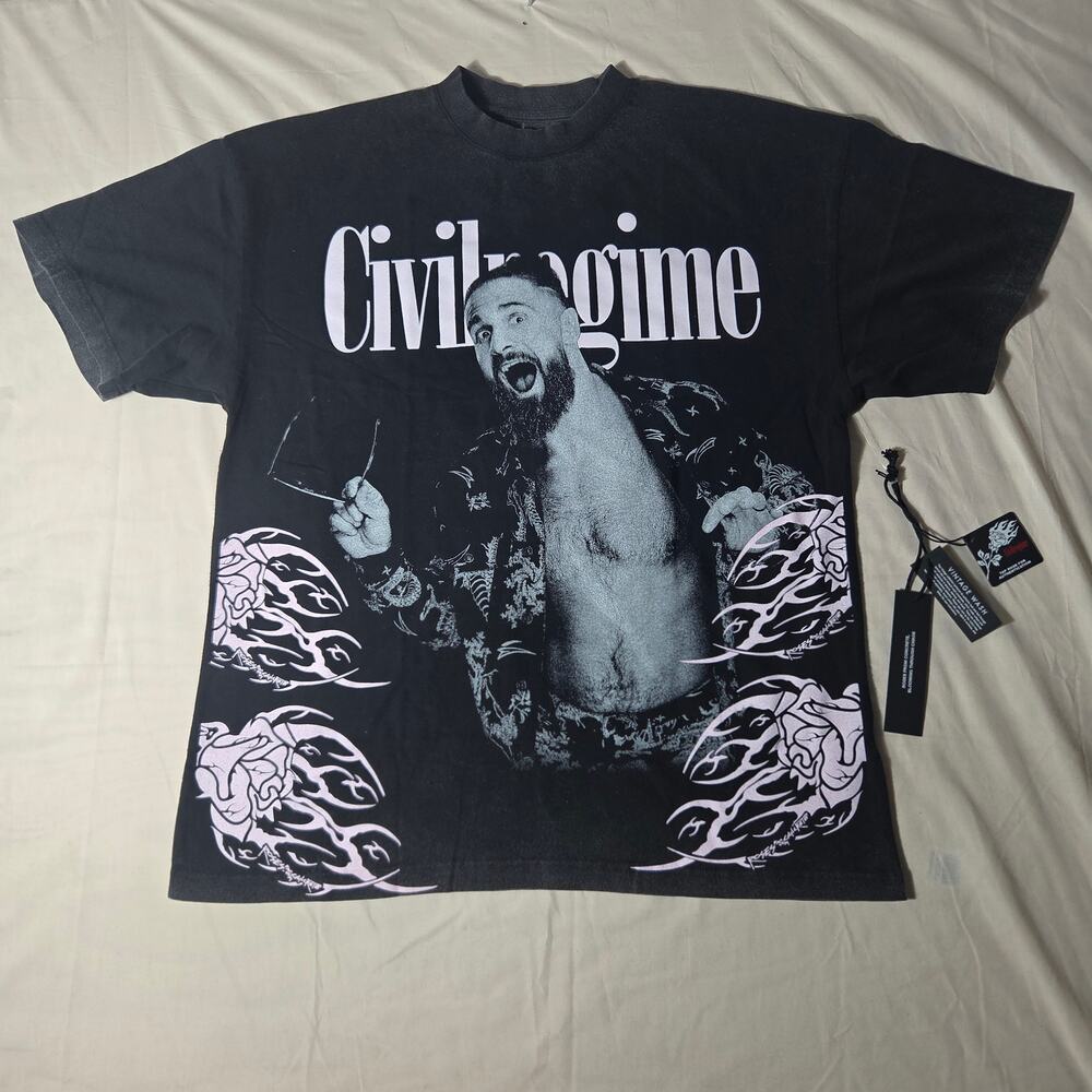 Civil Regime x WWE Seth Rollins T-Shirt Black Medium NWT Vintage Wash Streetwear